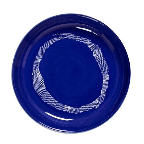 Ottolenghi Feast High Plate Lapis Lazuli Swirl Stripes White Set Of 2